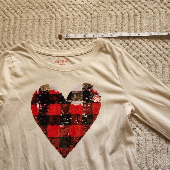 Cat & Jack Girls’ Sequin Heart Long Sleeve Top – Size L (10/12) - Picture 11 of 15